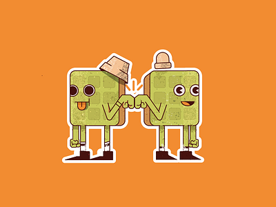 Waffle Brothers 2d character design illustration ilustración vector