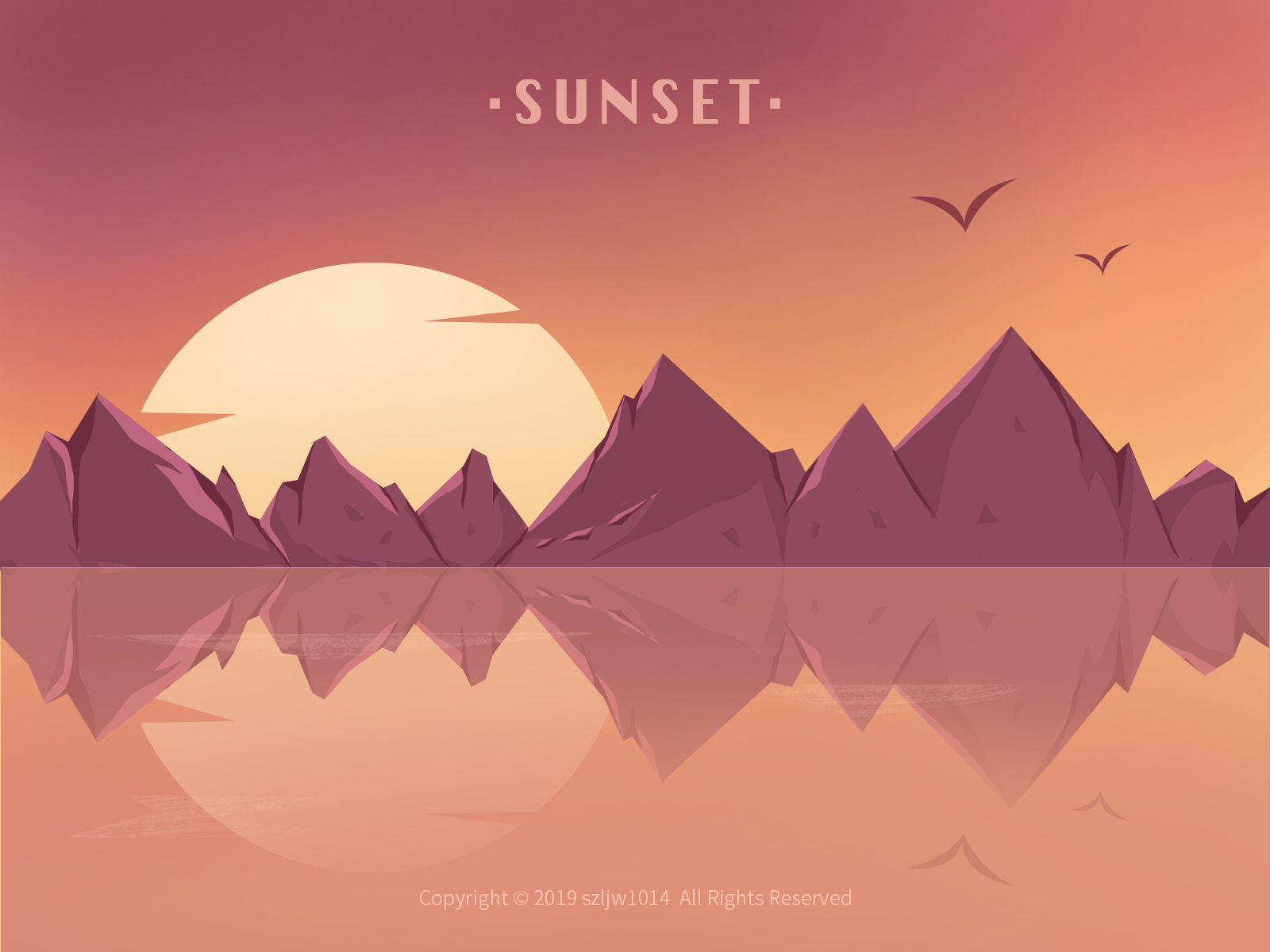 Sunset 落日 sun 插画 illustration