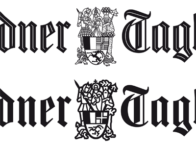 Optical Sizes of a Newspaper Flag blackletter coat of arms font logo optical sizes typeface