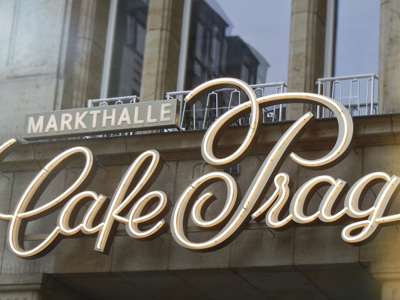 Café Prag Lettering In-Use brand cafe prag corporate dresden lettering markt