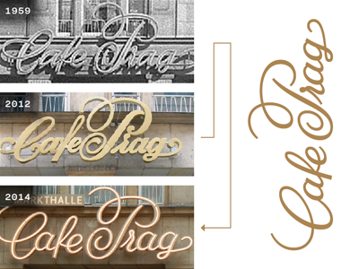 Café Prag Lettering Step Back