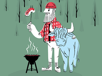 Paul Bunyan design grilling illustration ox paul bunyan steak