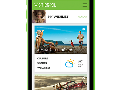 Visit Brasil - Wishlist Detail embratur mobile responsive ui visitbrasil webdesign wishlist