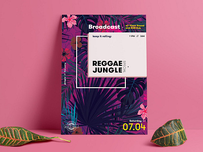 Broadcast Reggae and Jungle poster abstract colourful design drop shadow event graphic design layout mockup poster typography