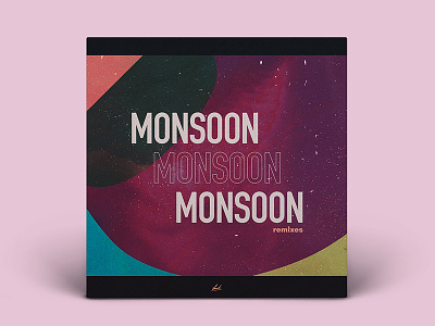 Monsoon EP Remixes - Cover art abstract album art colourful design drop shadow graphic design layout mockup record art typography vinyl