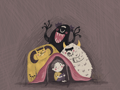 Monsters party book book illustration children design dribbble girl illustration logo monsters procreate ui
