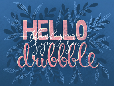 First shot! Hello, friends! calligraphy first shot hello lettering