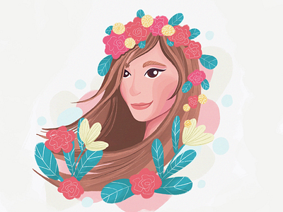Flower lady art flower girl illustration portrait procreate spring