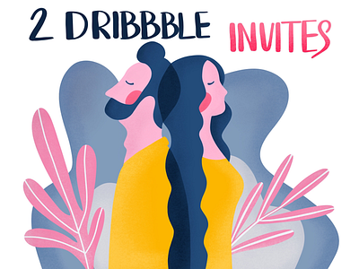 2 dribbble invites! 2 draft dribbble giveaway illustration invitation invites