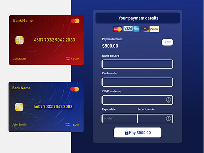 Daily UI #002 — Credit Card adobe xd card checkout credit card dailyui pay payment purchase ui design ux design