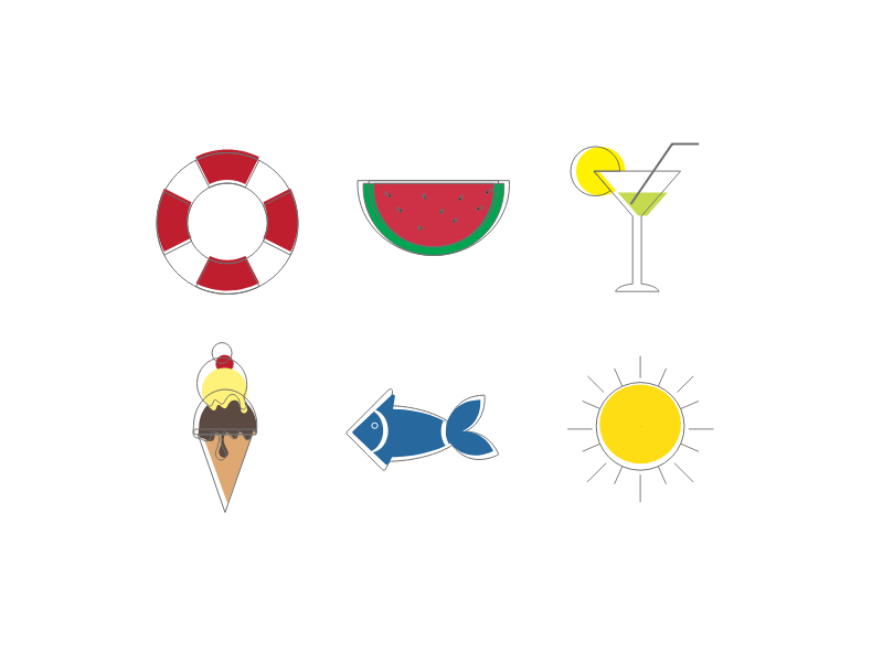 Daily UI #055 – Icon Set beach icons beach challenge uidesign ui summer set icon 055 dailyui
