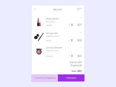 Daily UI #58 Shopping Cart 058 app cart challenge dailyui design shopping simple ui ux