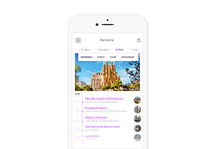 Daily UI #079 - Itinerary app barcelona challenge daily dailyui design itinerary mobile travel ui ux