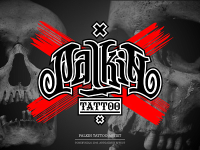 Lettering logo for "PALKIN TATTOO" studio