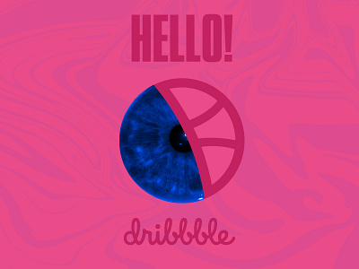 Hello Dribbble! adobephotoshop blue eye hellodribbble illustration logo pink