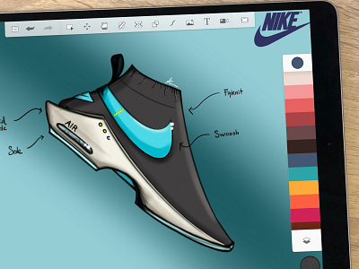 Nike sock shoe concept. autodesk concept design flyknit inspiration ipad ipad pro nike nike air nike air max nike running sketch sketchbook sneaker