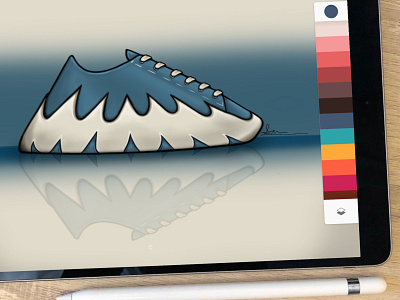 SHARK Inspired shoe. adidas autodesk blue brush chunky hype illustration ipad ipad pro shark shark inspired silhoutte sketch sneaker sole