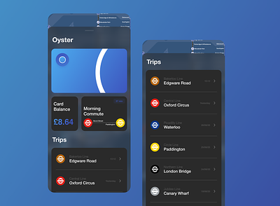 Oyster Card design ios london mobile payment public transport tfl train transportation travel ui uidesign ux wallet