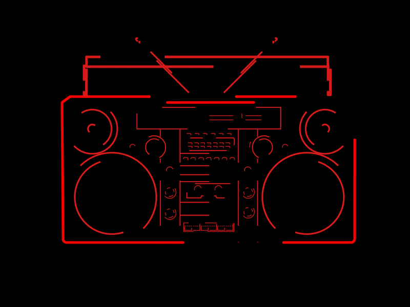 Project RED - Boombox 2d abstract aftereffects animation blood bloodred boombox design gif loop oldschool projectred red rediscool retro vintage vjbasit