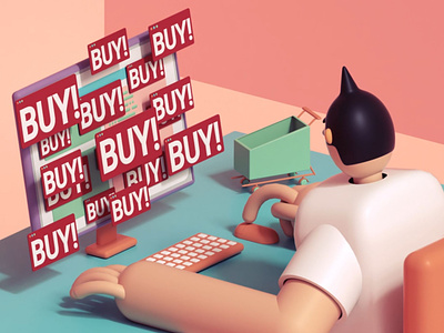 Buy Nothing Day 3d aftereffects animation blackfriday buy character characterdesign cinema 4d cinema4d octane