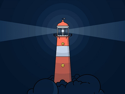 Lighthouse Westkapelle fog ray searchlight spotlight
