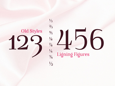 Famosa Numbersets cosmetics design elegant fashion art female fractions high class high contrast joyful numberset old style perfume pink rose serif soft sophisticated type design typeface