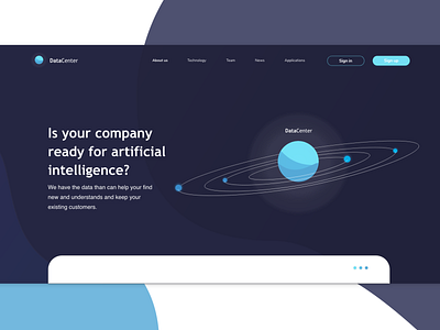 DataCenter Website blue branding illustration logo planets ui web design website