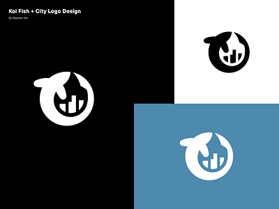 Koi Fish + City Logo Design animal logo animal logo design branding city logo city logo design clean logo design exploration fish logo japanese logo japanese style logo koi fish koi fish logo logo logo branding logo design logodesign logomark logomarks modern logo