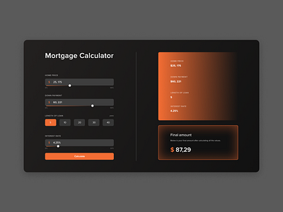 Daily UI 004: Mortgage Calculator Design app design calculator calculator design dailyui mortgage calculator ui user interface web app