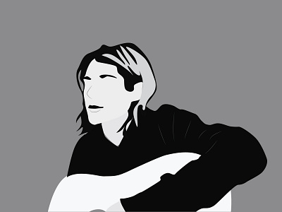 Kurt - With Guitar illustration illustrator kurt cobain minimal neutrals portrait illustration vector