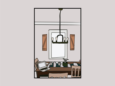 Looking In drawing illustration living room minimal neutrals procreate
