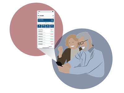 Have You Tried Mobile Banking? | Illustration ad credit union elderly couple fintech illustration marketing minimal social image ui ux