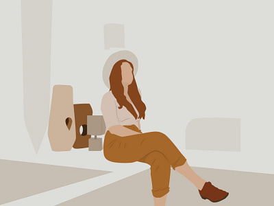 Cervera design flat illustration illustrator minimal neutrals sitting vector