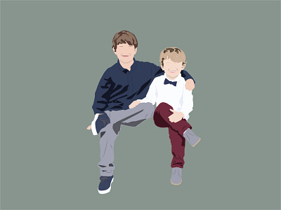 2 Brothers | Flat Illustration boys custom portrait design flat illustration illustrator minimal neutrals portrait portrait illustration vector