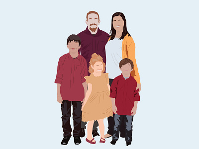 Matherne Family | Flat Illustration custom illustration design family family portrait flat illustration illustrator minimal portrait illustration vector