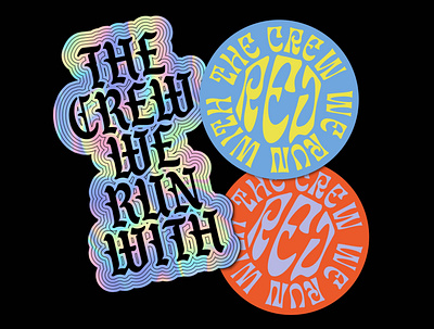 Crew We Run With 1970 70s church holo holographic red sermon stickers youth group