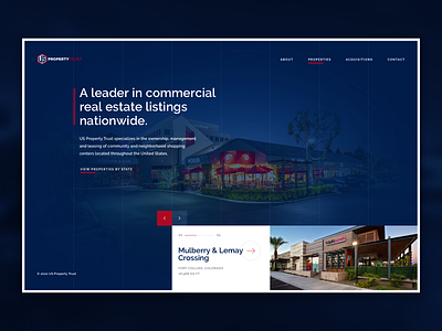 US Property Trust blue digital grid homepage interactive property real estate ui us ux web web design website