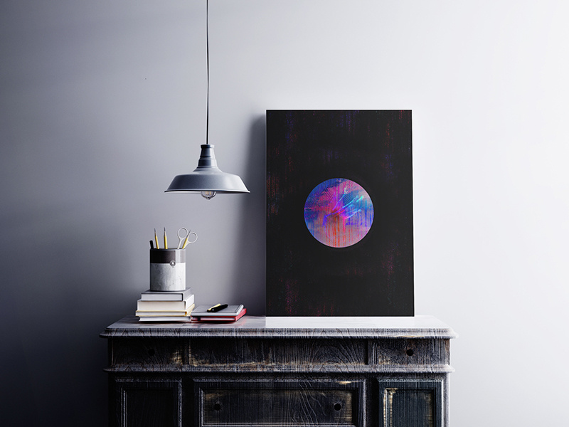 Orb Print vivid neon iconic expressive elegant dramatic colourful abstract