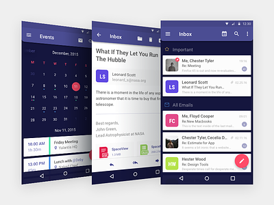 Mail App Concept agenda android app calendar cards list mail material design mobile design productivity to do ui ux