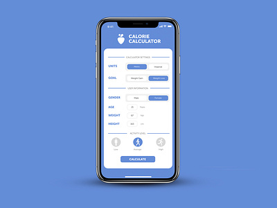 Daily UI Challenge 004 - Calculator app calculator caloriecalculator challenge dailyui dailyui004 design icon illustration logo typography ui ux