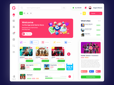 Web Dashboard Game and App Store appstore colorful dashboard game web web design web game