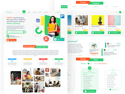 Landing Page Website E-learning colorful course design e learning learning lesson minimal online ui web web design