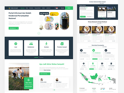 Redesign Website Bebassampah bin clean green landing page minimal recycle trash waste web design