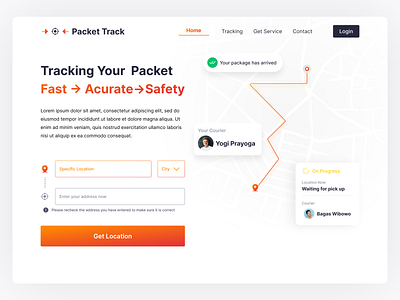 Landing Page Packet Track clean courier landing page logistics packet ship shipping track transport web design website