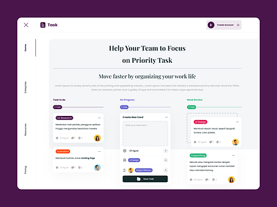 Landing Page Task Manager