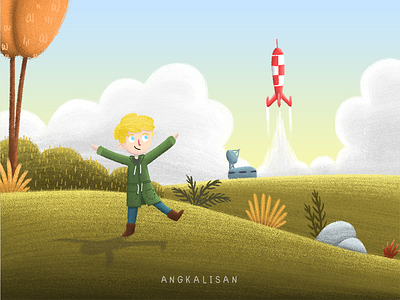 Dare to dream autumn book children children book fly flying illustration kid rocket