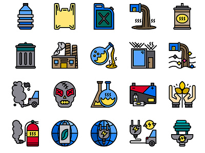 Ecology Color LIne color earth eco ecology factory icon illustration logo power recycle saved ui world
