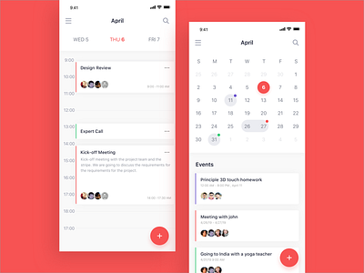 Calendar App calendar clean design events tasks time ui