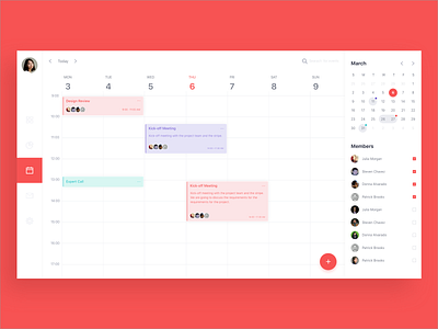 web design of Calendar calendar clean dashboard design events tasks time ui