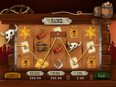 Main UI of Wild West slot game background casinoslot design digital painting game background game illustration illustration slot design slot game slot machine ui